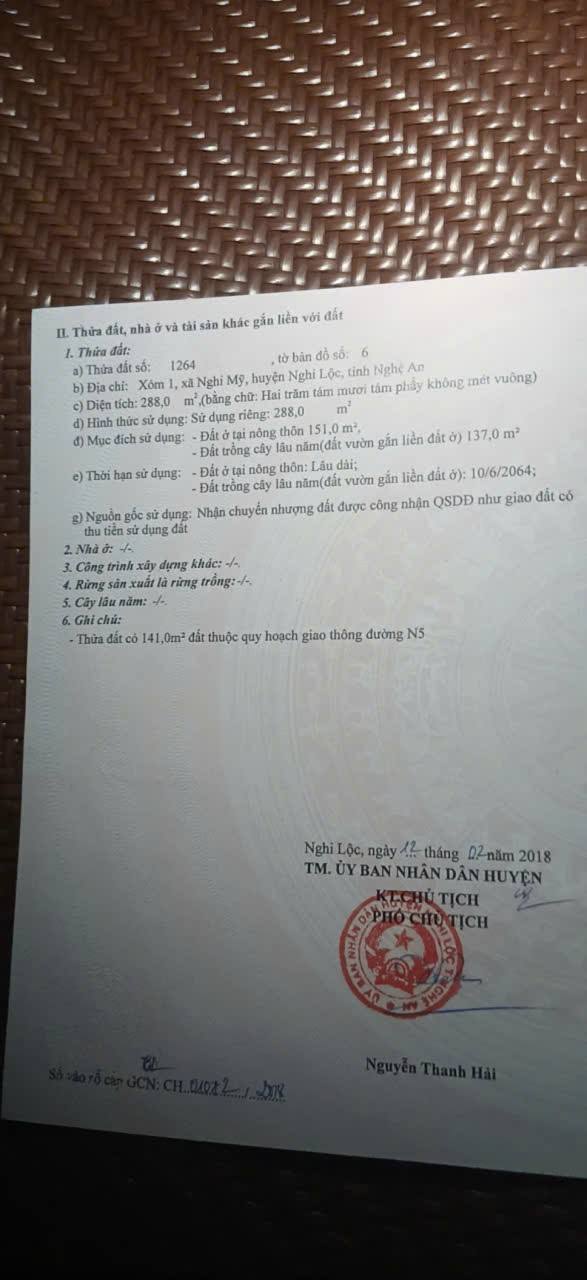 Đất Nghi Mỹ 288m² mặt tiền đường N5 - Cơ hội kinh doanh tuyệt vời!