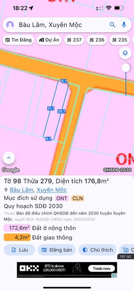 Đất nền Bàu Lâm, Xuyên Mộc 176.77m² giá 900 triệu - Đường nhựa, khu dân cư sầm uất!