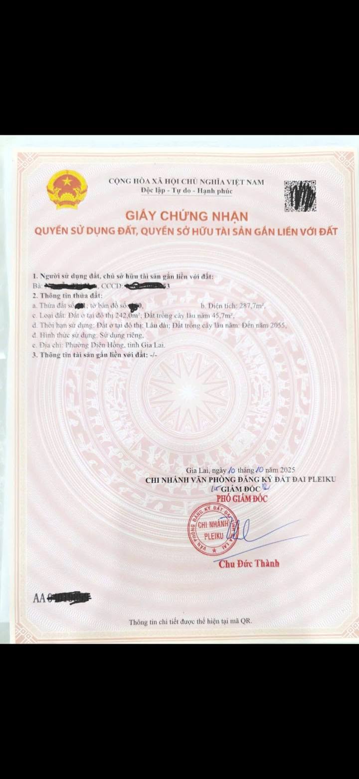 Đất nền hẻm 293 Trần Phú, P. Diên Hồng, 117.5m² giá 2 tỷ - Đầu tư sinh lời ngay!