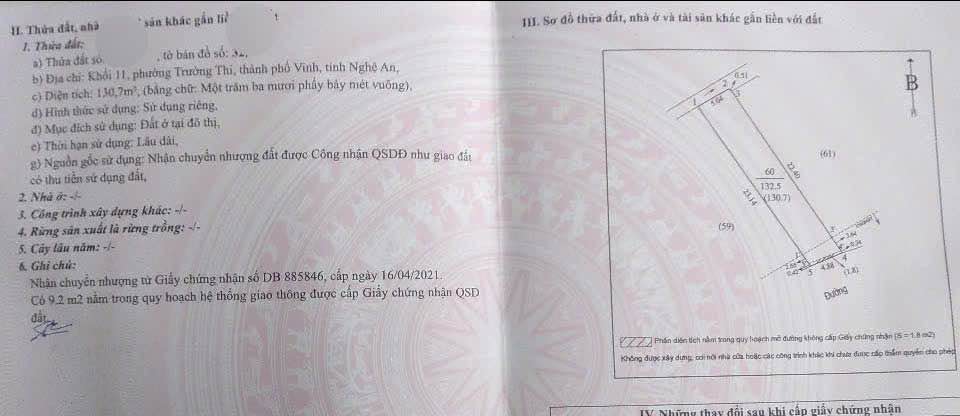 Đất mặt đường Nguyễn Huy Oánh, Vinh 132.5m² giá 6 tỷ - Đầu tư sinh lời ngay!