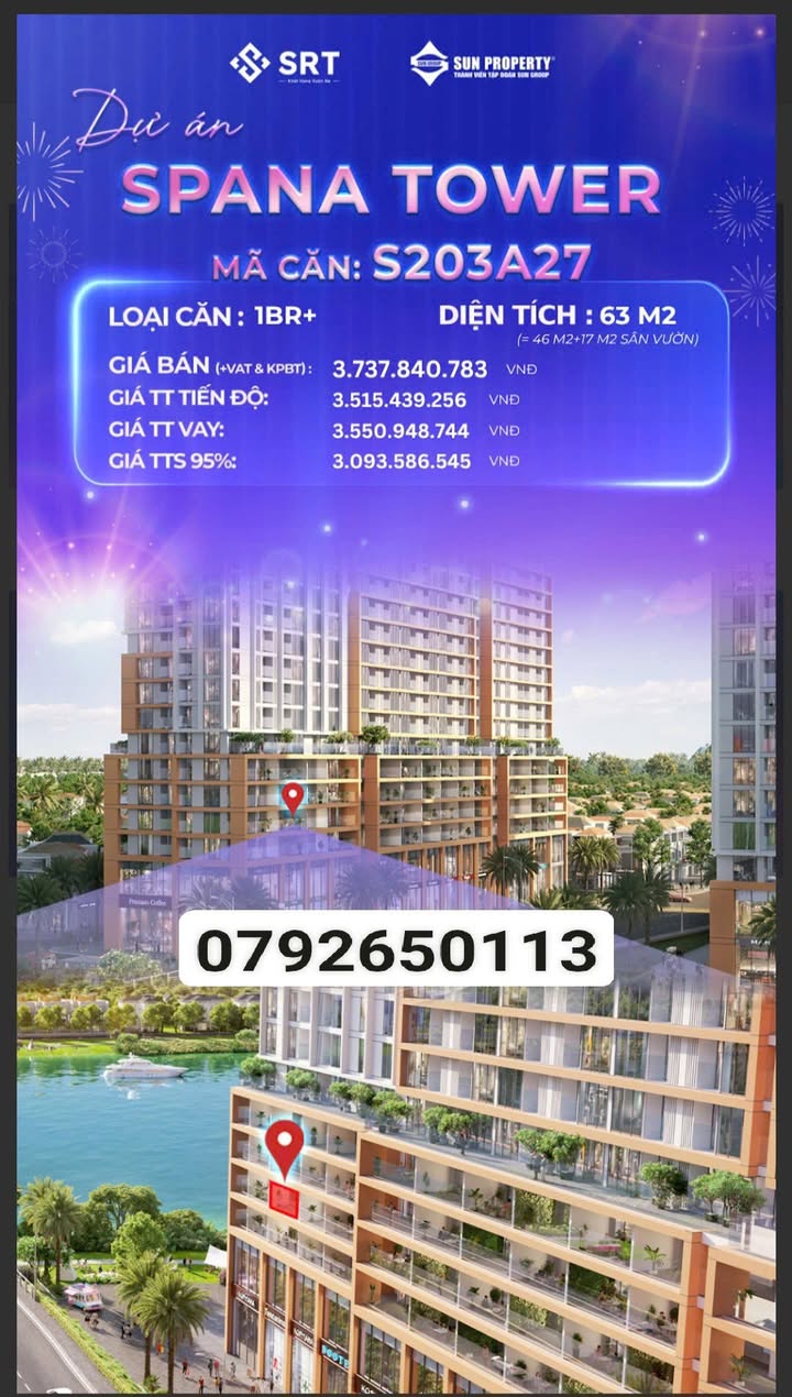 Căn hộ Sun Spanan Đà Nẵng 1PN sân vườn 17m² - View sông tuyệt đẹp!