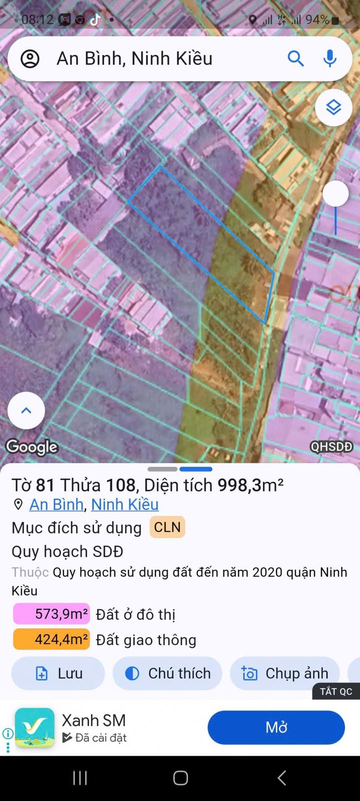 Đất CLN 1000m² tại KDC 3A, An Bình, Cần Thơ - Đối diện chợ nổi Cái Răng!