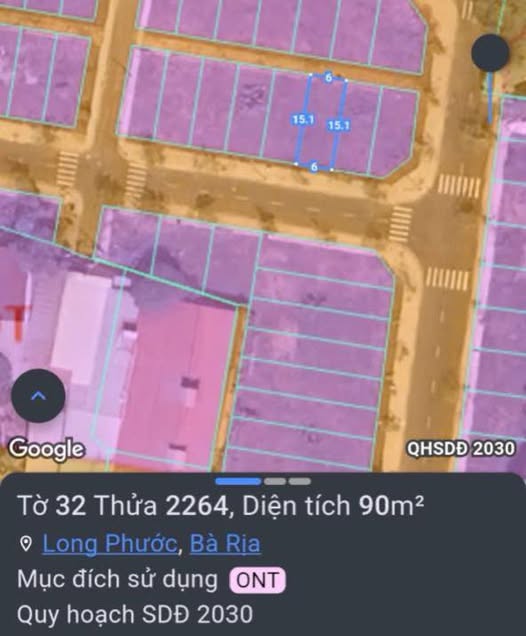 Đất nền Long Phước Bà Rịa 90m² giá 1.25 tỷ - Sổ hồng chính chủ, thổ cư 100%!
