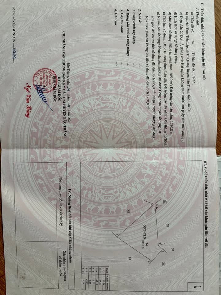 Farm tại Thôn Tiến Lập, Bảo Thắng, Lào Cai 2015m² giá 780 triệu - Đầu tư sinh lời tiềm năng!