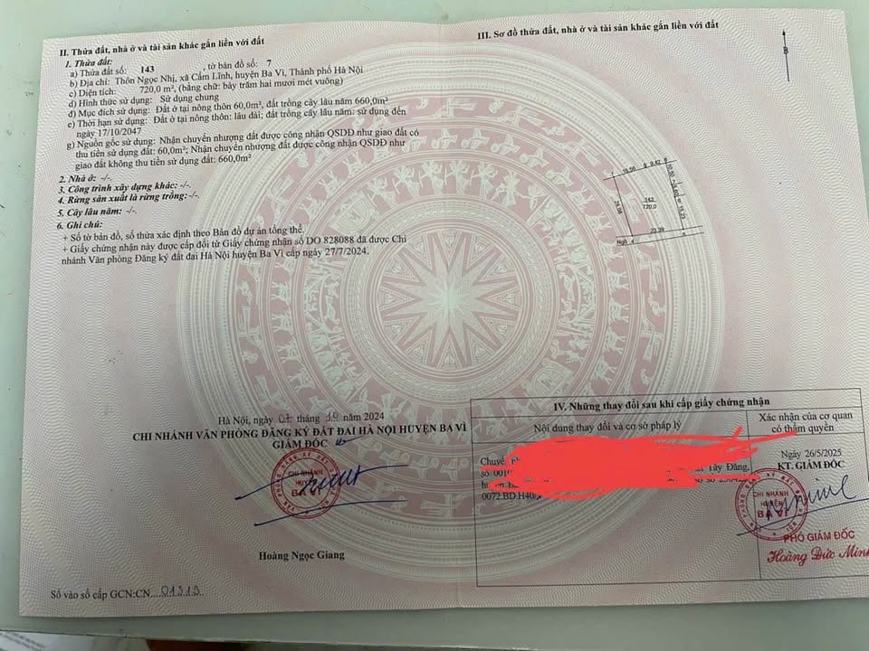 Đất nền Bất Bạt, Quốc Oai 720m² giá 2 tỷ - Tiềm năng đầu tư sinh lời cao!