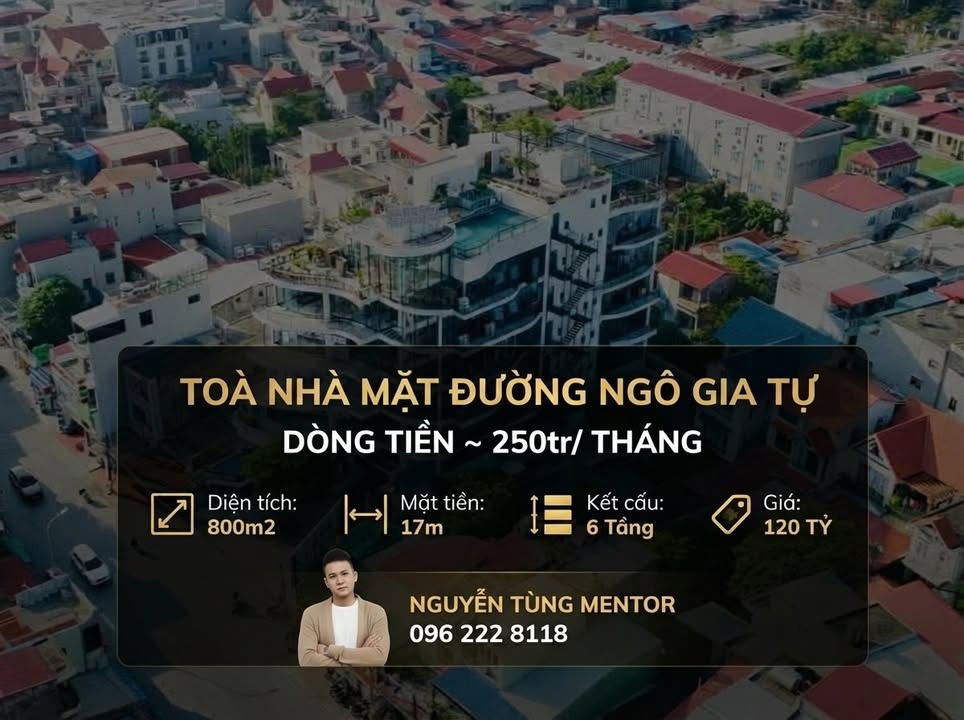 Tòa nhà FrontHouse 6 tầng mặt đường Ngô Gia Tự 804m² giá 120 tỷ - Cơ hội đầu tư cực hiếm!