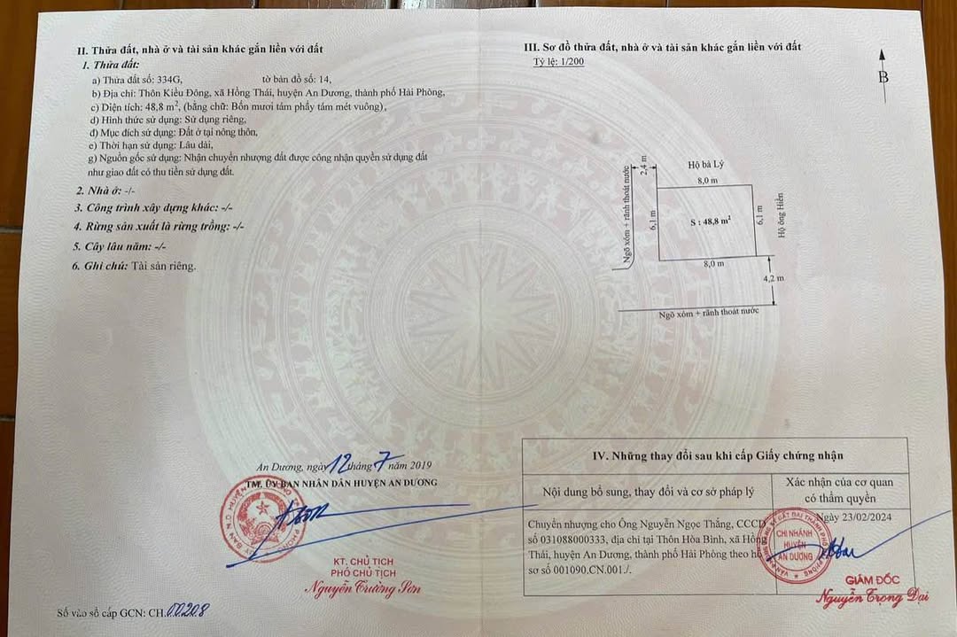 Nhà cấp 4 Hồng Thái, An Dương 48.8m² giá 1.33 tỷ - Lô góc, vị trí đẹp ngay mặt đường!