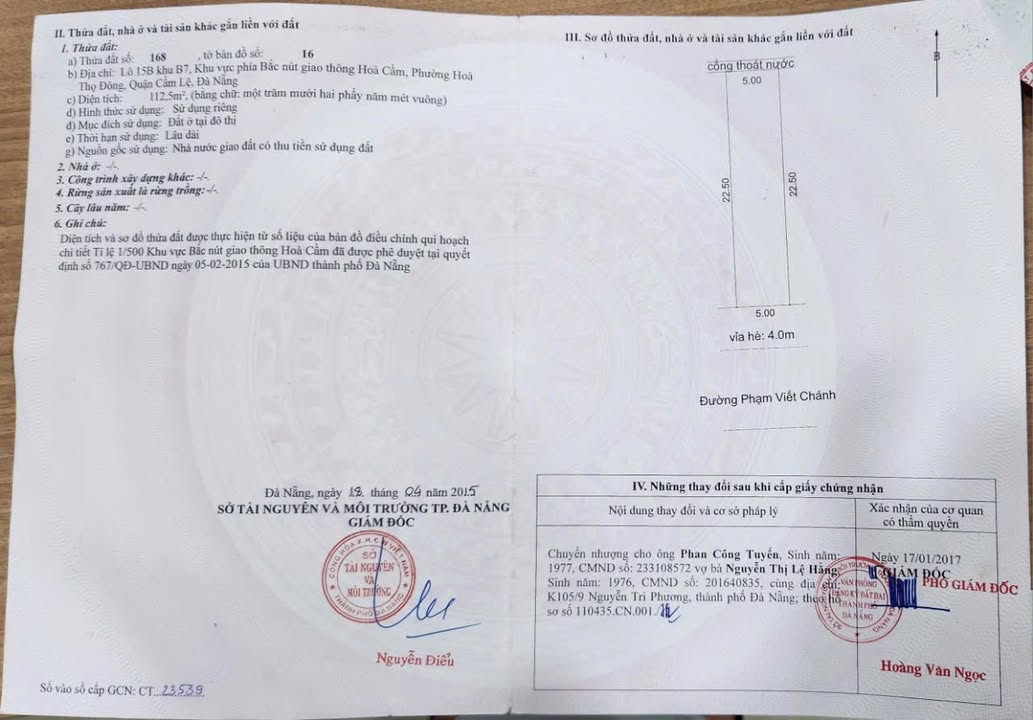 Đất nền Phạm Viết Chánh, Cẩm Lệ, Đà Nẵng, 112m² giá 6.2 tỷ - Hướng Nam thoáng mát!