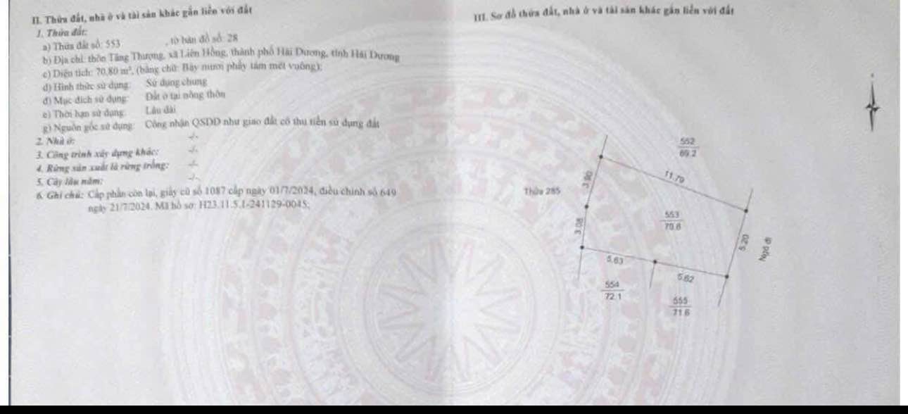 Đất nền Liên Hồng, TP Hải Dương 70.8m² chỉ 750 triệu - Đầu tư sinh lời cao!