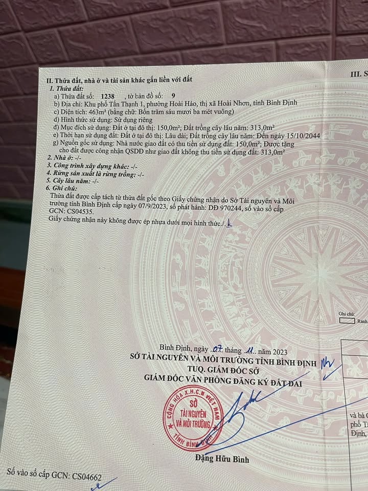 Đất thổ cư Hoài Hảo 462m² giá 800 triệu - Gần chùa Cây Trâm