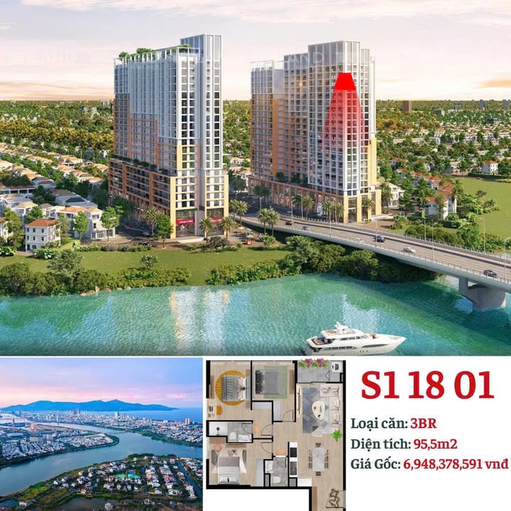 Căn hộ Sun Spana Tower Đà Nẵng 95,5m² giá 6,948 tỷ - View pháo hoa tuyệt đẹp!