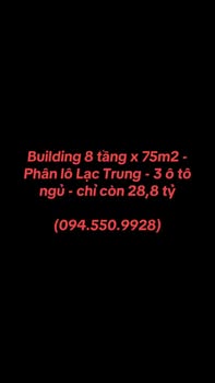 FrontHouse 8 tầng Lạc Trung 75m² giá 28.8 tỷ - Đầu tư sinh lời ngay!
