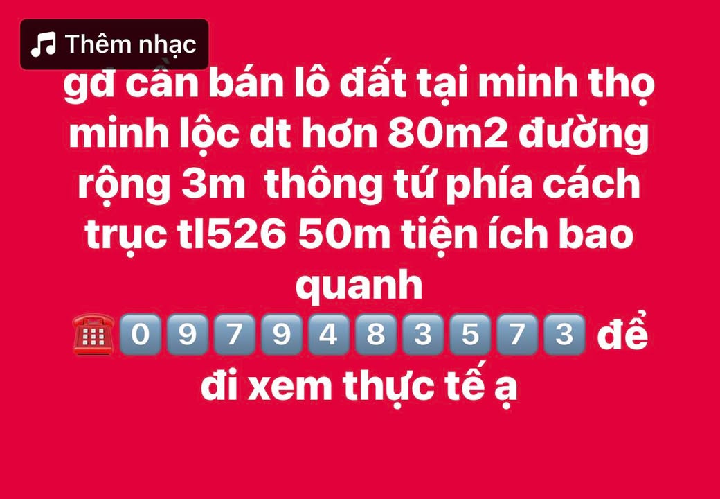 Đất nền Minh Lộc Hậu Lộc 80m² giá thỏa thuận - Đường rộng thông thoáng!