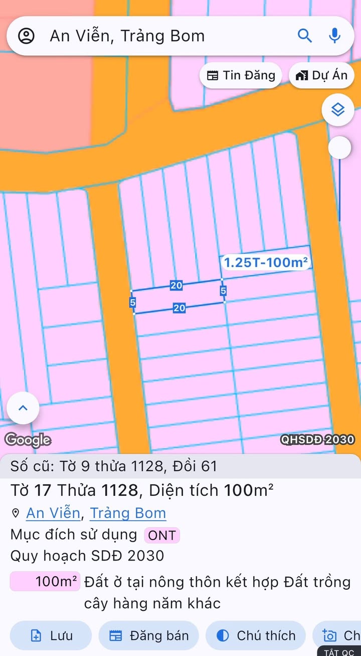 Đất thổ cư 100m² xã An Viễn, Trảng Bom chỉ 699 triệu - Sổ đỏ chính chủ!