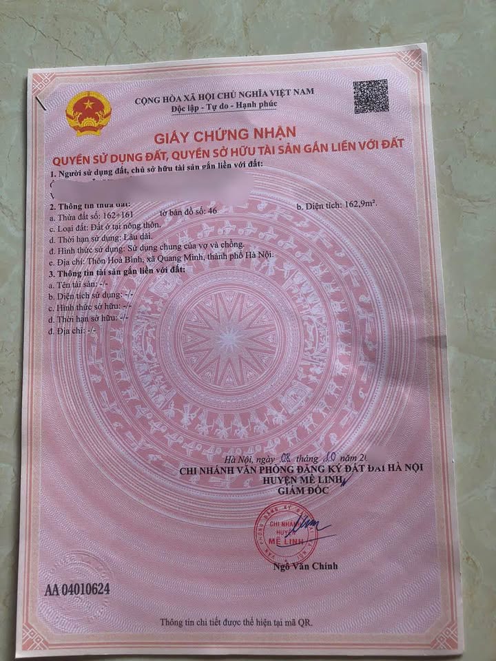 Đất nền Quang Minh Mê Linh 63m² giá tốt - Cơ hội đầu tư sinh lời!