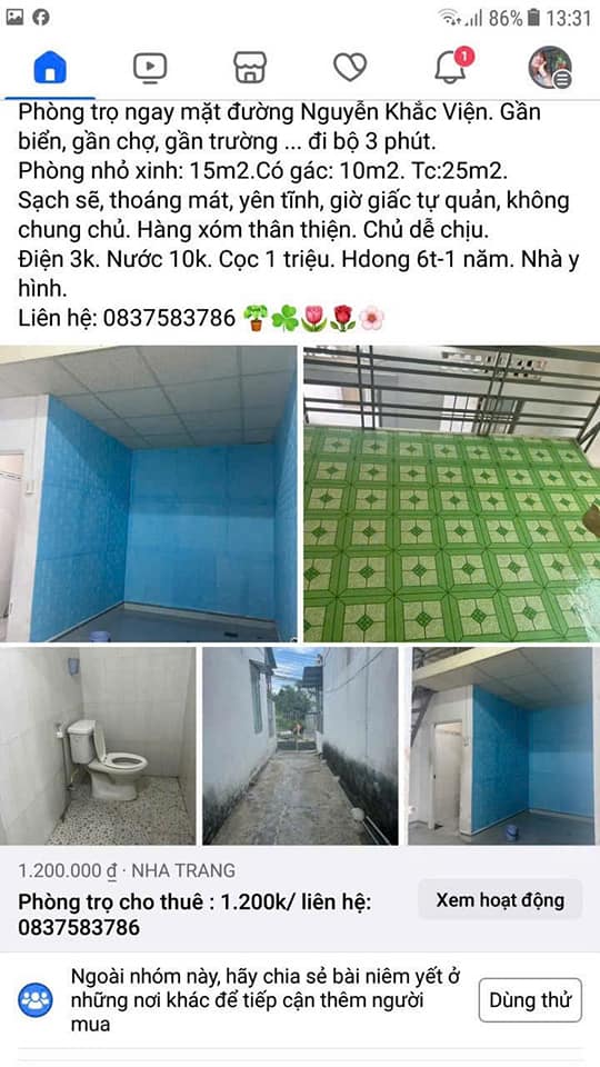 Phòng cho thuê mặt đường Nguyễn Khắc Viện, Nha Trang - Gần biển chỉ 400m!