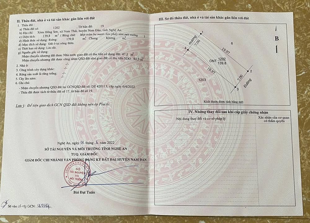 Đất nền xóm Hồng Sơn, thị trấn Nam Đàn 139,8m² - Cơ hội đầu tư tuyệt vời!