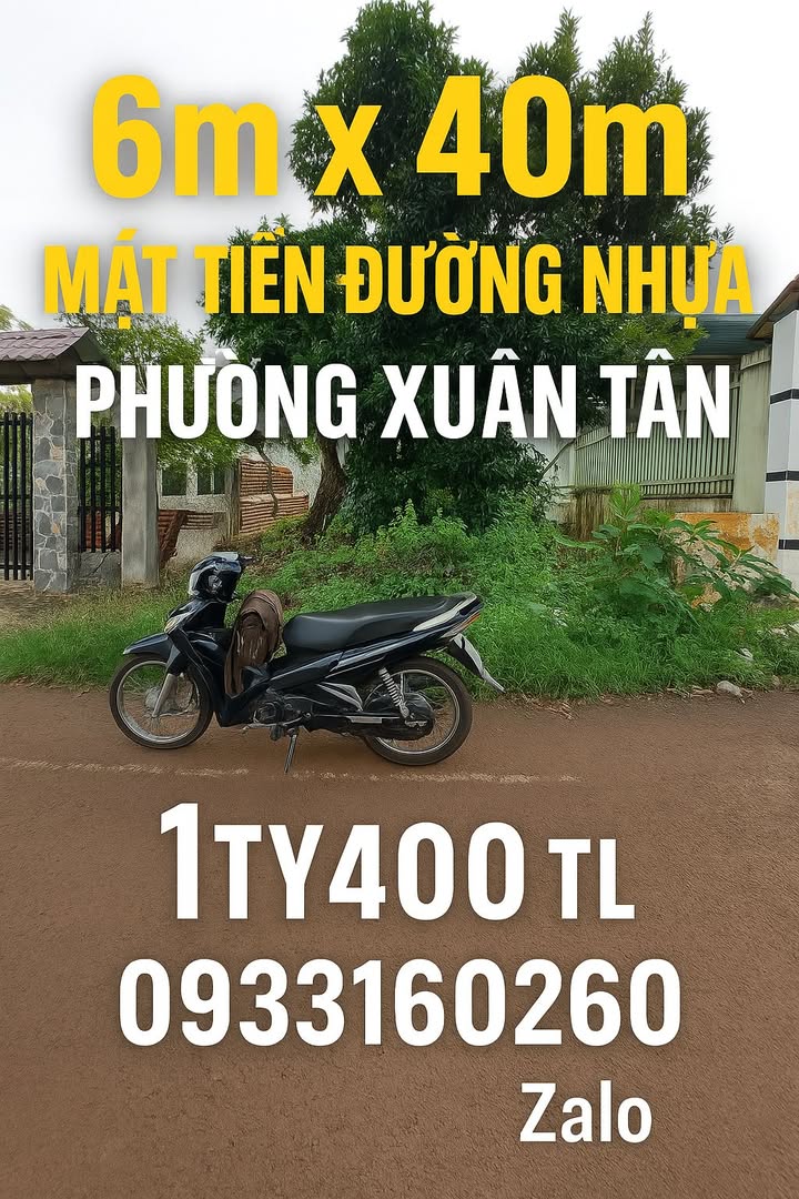 Đất nền mặt đường nhựa phường Xuân Tân 240m² giá chỉ 1.4 tỷ - Sổ đỏ chính chủ!