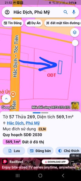 Đất Hắc Dịch, Phú Mỹ 569m² giá 1.39 tỷ - Cơ hội đầu tư hấp dẫn!