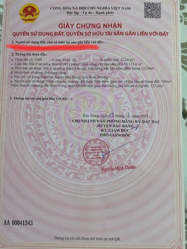 Đất thổ cư Long Nguyên Bàu Bàng 220m² giá 700 triệu - Đầu tư sinh lời tiềm năng!