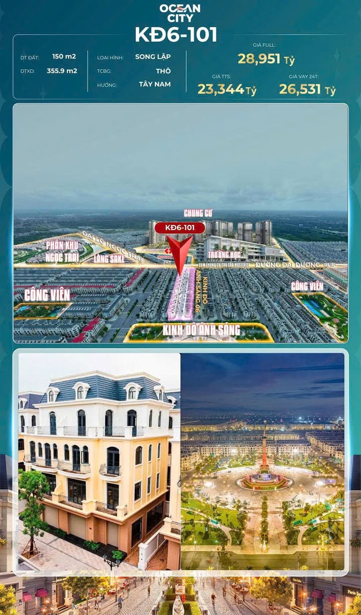 Townhouse Kinh Đô Ánh Sáng Văn Giang 150m² giá 23.344 tỷ - Cơ hội đầu tư sinh lời!