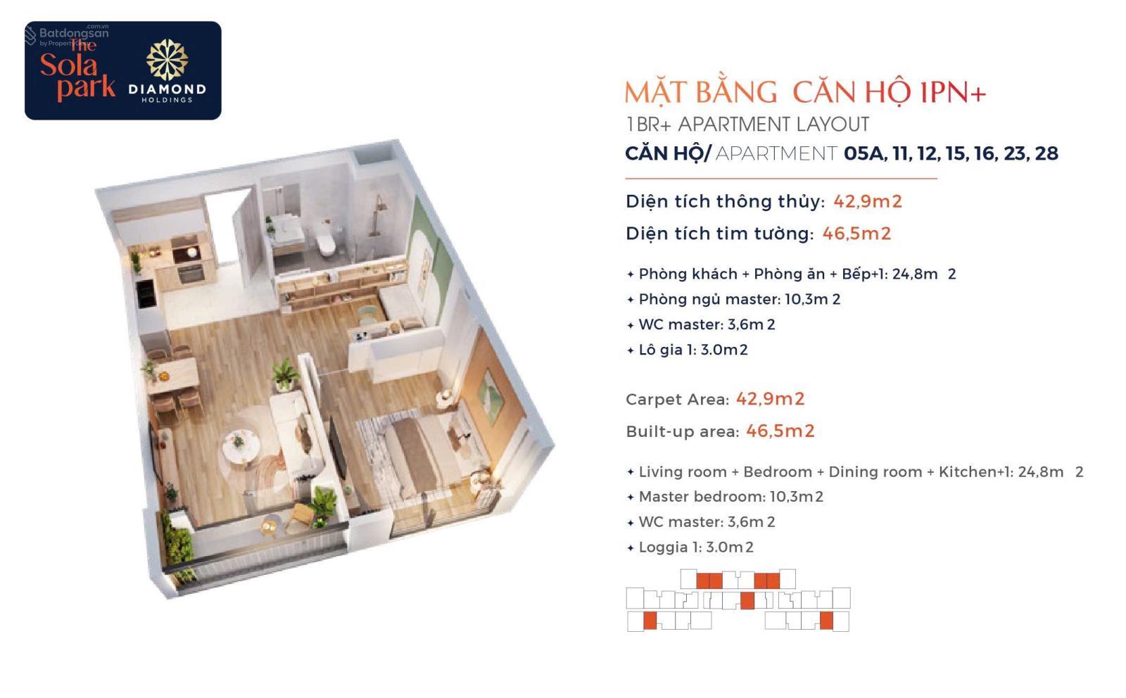 Căn hộ 1PN The Solar G1 chỉ 3,5 tỷ - Cắt lỗ sâu, view thoáng mát!