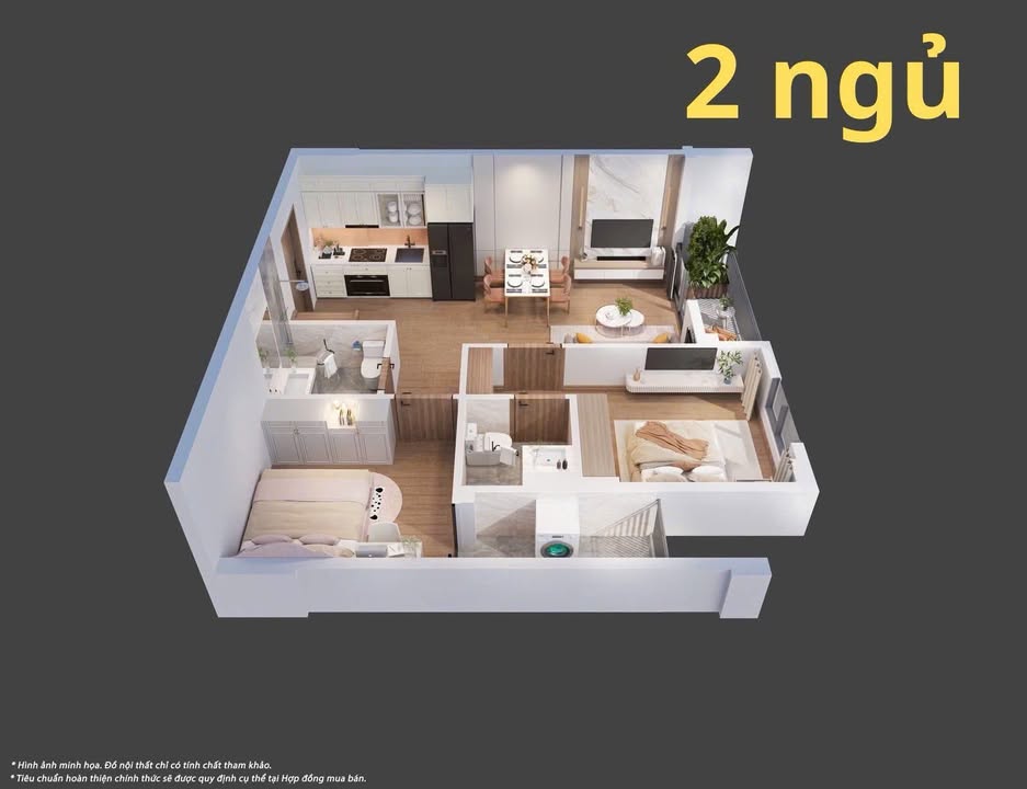 Căn hộ Vinhome Tràng Cát Hải Phòng 53m² giá từ 1.2 tỷ - Thiết kế 2 phòng ngủ thông minh!