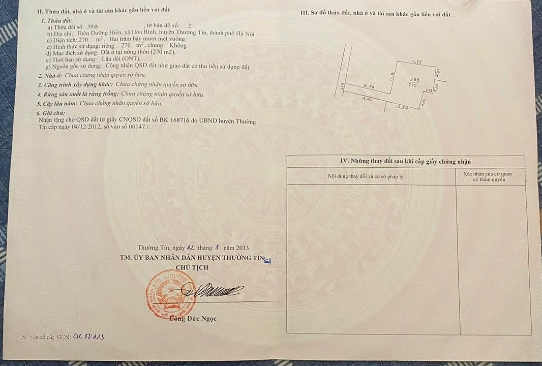 Đất thổ cư Thôn Dưỡng Hiền, Hòa Bình, 270m² giá chỉ 3.9 tỷ - Chính chủ bán gấp!