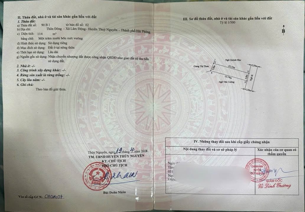 Đất nền Thôn Đông, Lâm Động, Thủy Nguyên 109m² giá 3 tỷ - Đất đẹp, vị trí thuận lợi!