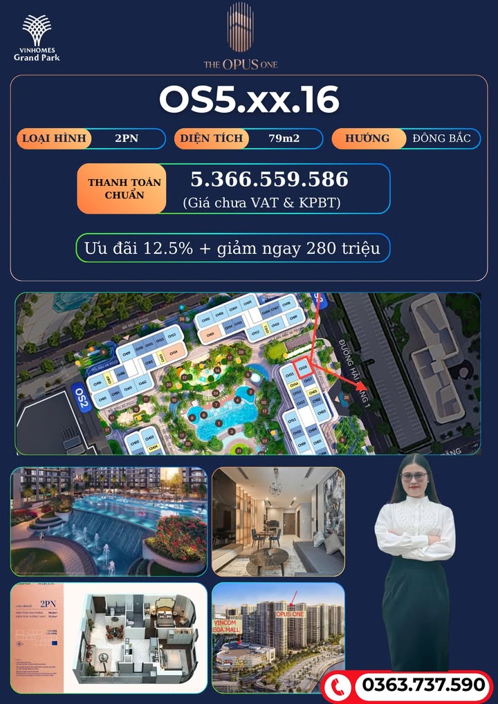 Căn hộ The Opus One Thủ Đức 78m² giá 5.366 tỷ - Đón Tết siêu sang!