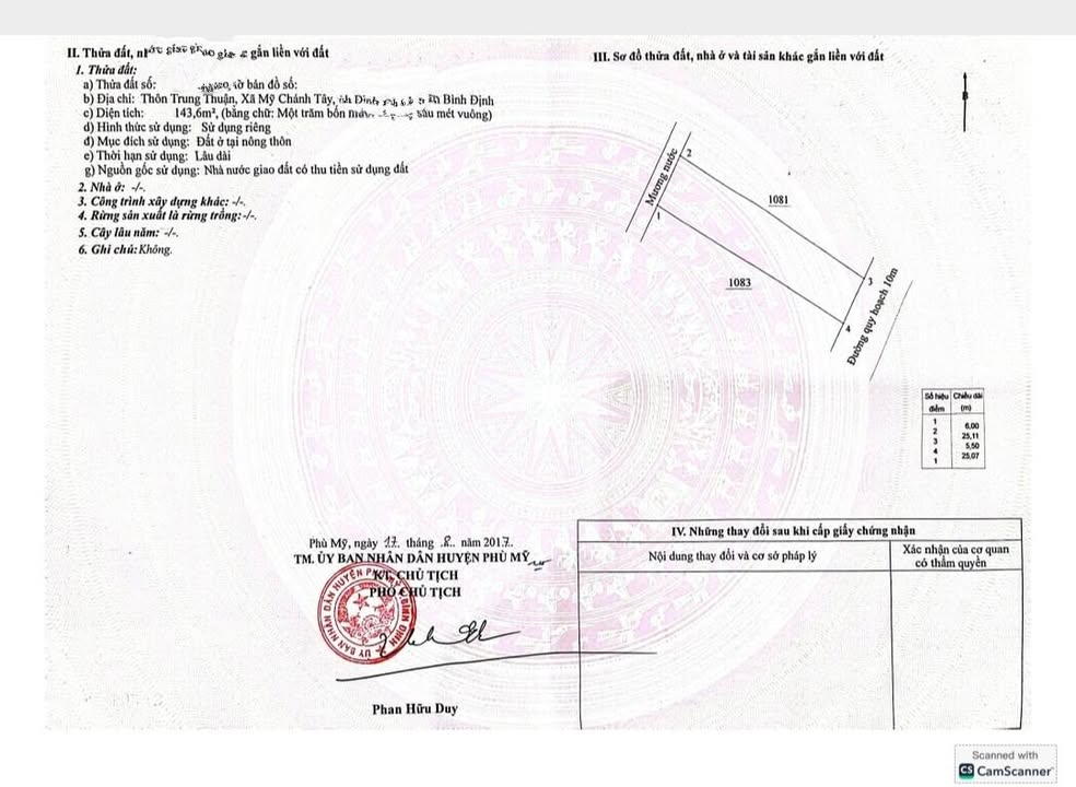 Đất đẹp tại Thôn Trung Thành, Xã Mỹ Chánh Tây, 143m² - Pháp lý rõ ràng, giá tốt!