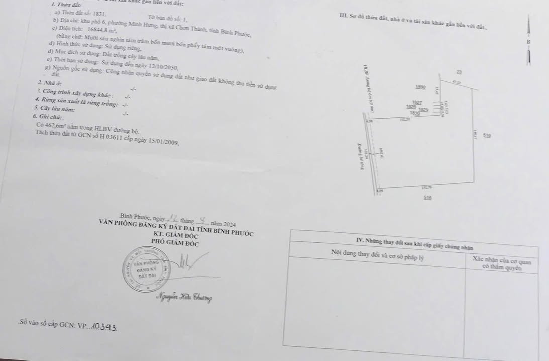 Đất nền 1,7ha tại Phường Minh Hưng, Chơn Thành, Bình Phước - Mặt tiền đường bê tông rộng rãi!