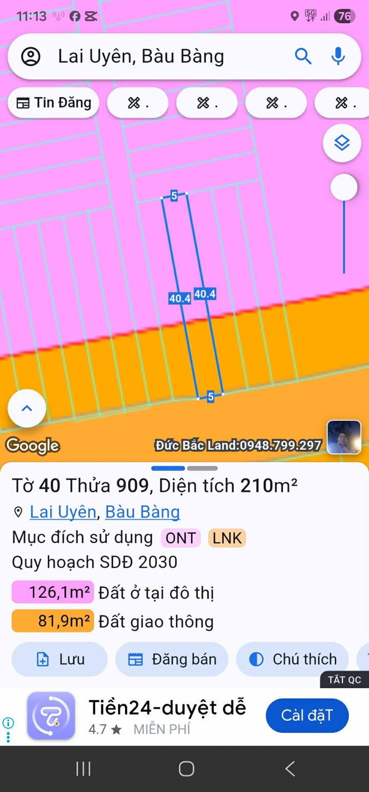 Đất nền Bàu Bàng 200m² giá 2.1 tỷ - Sổ đỏ chính chủ, mặt tiền ĐT749c