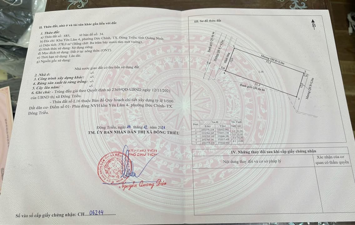 Đất nền khu Yên Lâm 4, Đông Triều 378m² giá 3.78 tỷ - Cơ hội đầu tư sinh lời!