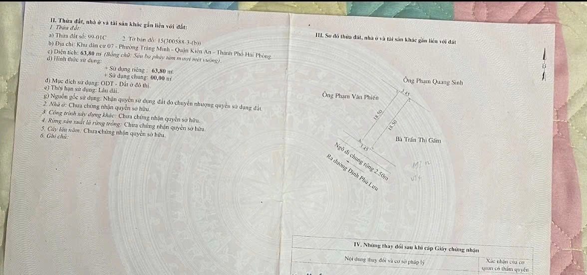 Đất Tràng Minh Kiến An 63.8m² giá 950 triệu - Sổ đỏ chính chủ, ô tô vào tận nơi!