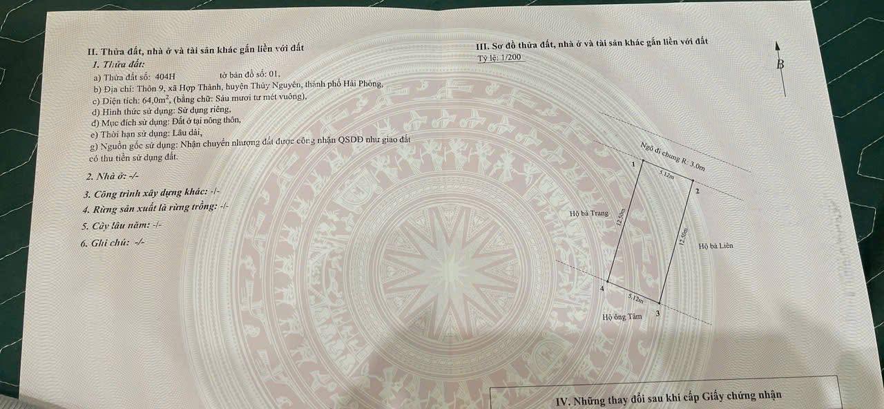 Đất nền 64m² tại Thôn 9 Hợp Thành, Thủy Nguyên chỉ 400 triệu - Cơ hội đầu tư hiếm có!