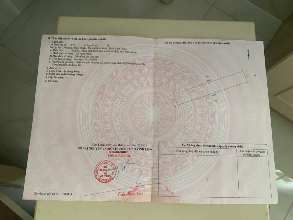 Đất trồng cây lâu năm 113,8m² tại Đông Hòa Thuận, Bình Minh - Cơ hội đầu tư hấp dẫn!