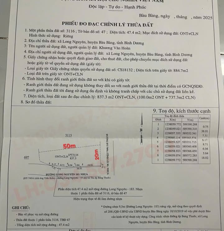 Đất lô góc ĐT 749A Bến Cát 1000m² giá 4 tỷ - Cơ hội đầu tư tuyệt vời!