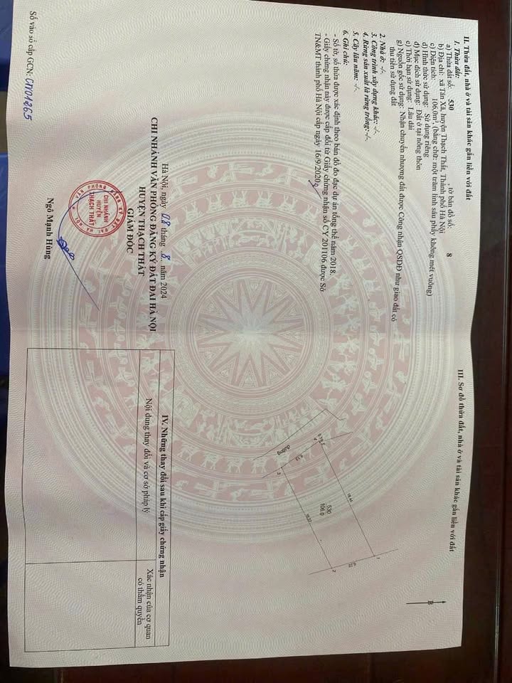 Đất thổ cư thôn Kim Bông, Thạch Thất 106m² chỉ 46 triệu - Cơ hội đầu tư tuyệt vời!