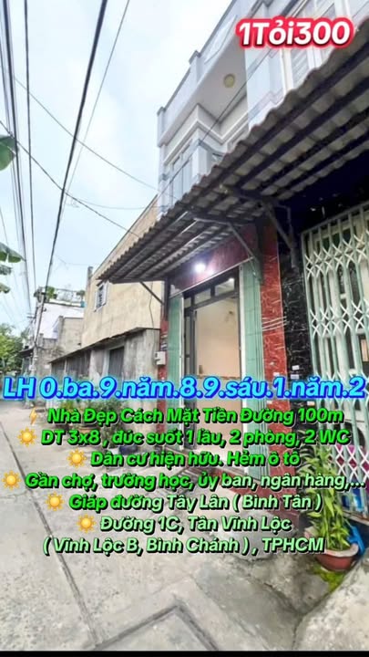 Nhà đẹp đường 1C, Vĩnh Lộc B, Bình Chánh 24m² giá 1.3 tỷ - Cách mặt tiền chỉ 100m!