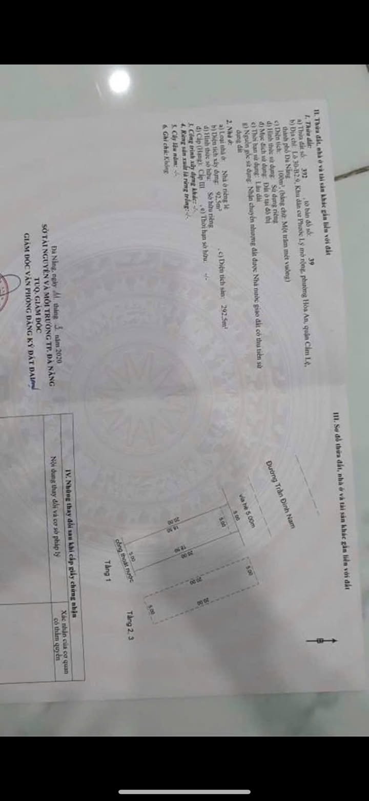 Bán gấp nhà 3 tầng mặt tiền đường Trần Đình Nam - Hòa An 100m² giá 4 tỷ - Chính chủ