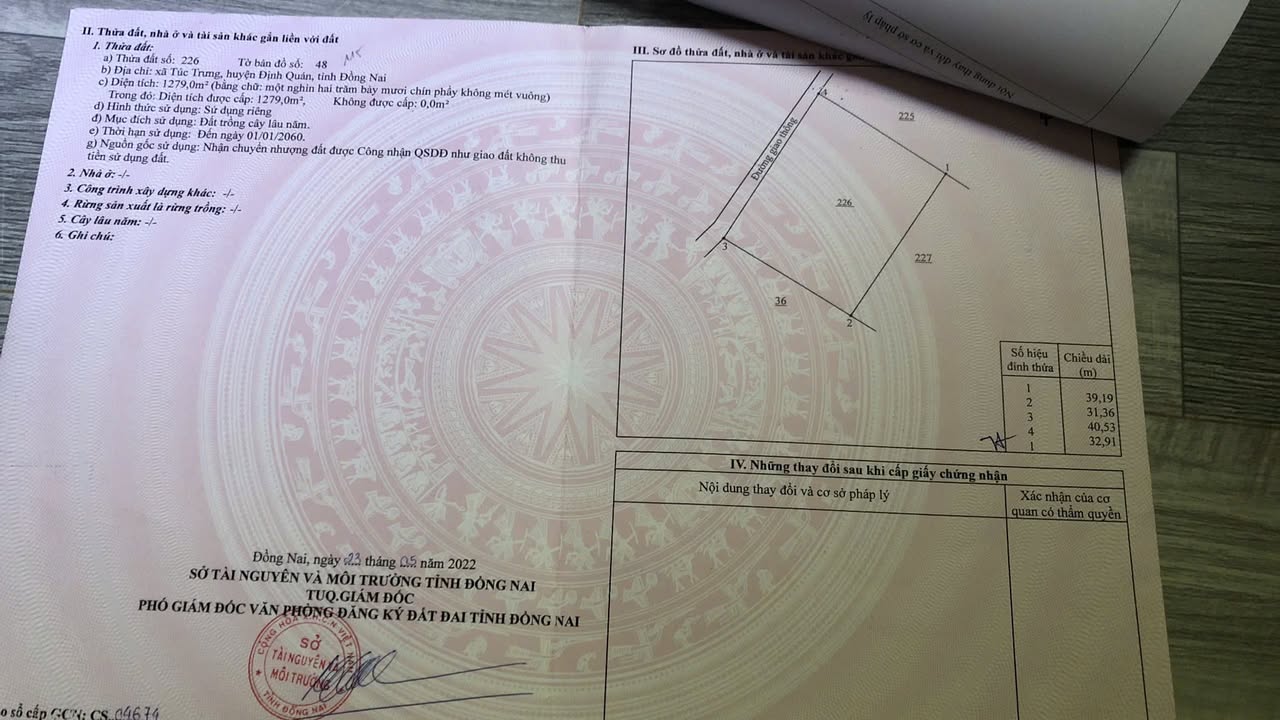 Đất nền xã Túc Trưng, Định Quán, Đồng Nai - Diện tích 1279m² và 1226m² - Pháp lý đầy đủ, giá thỏa thuận!