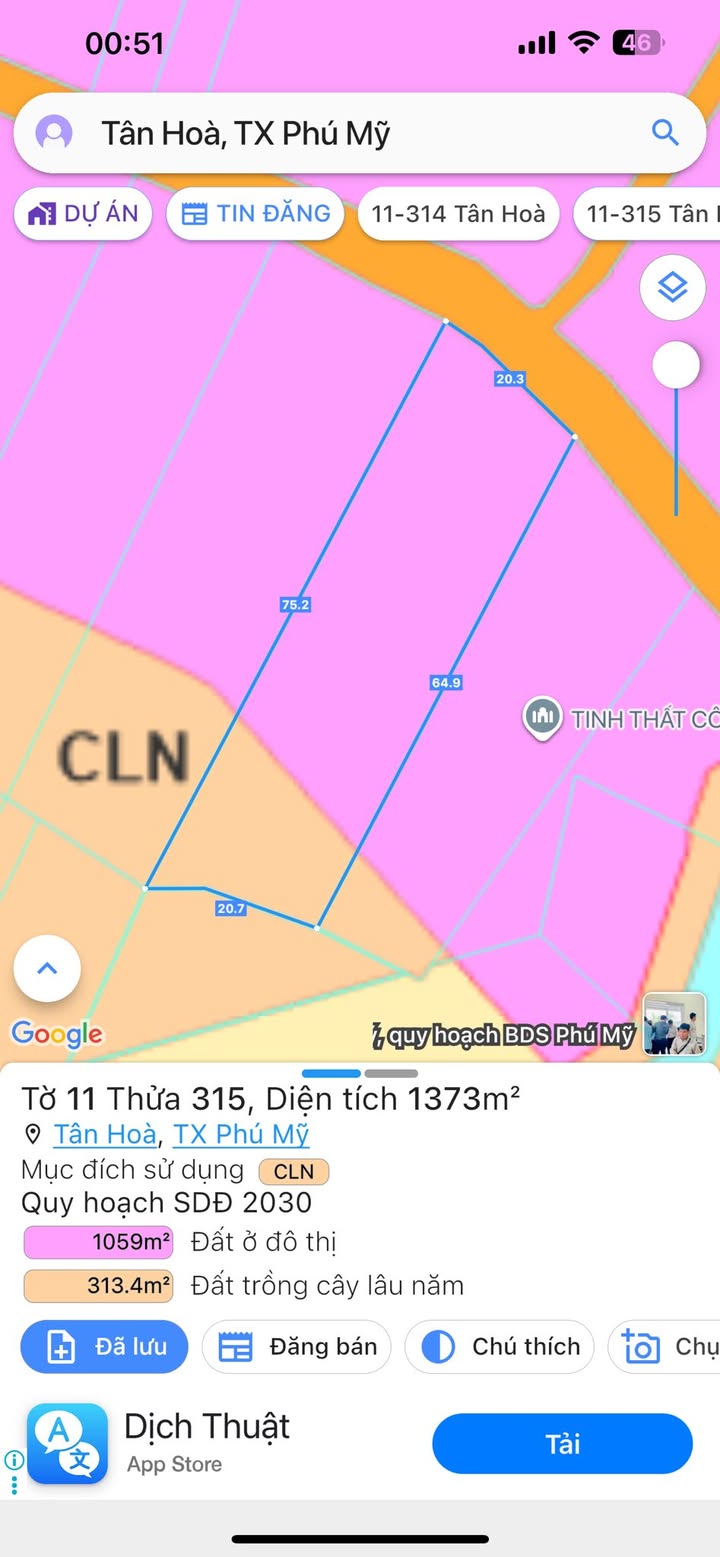 Đất nghỉ dưỡng Tân Hòa Phú Mỹ 1373m² giá 4 triệu/m² - Cơ hội đầu tư sinh lời!