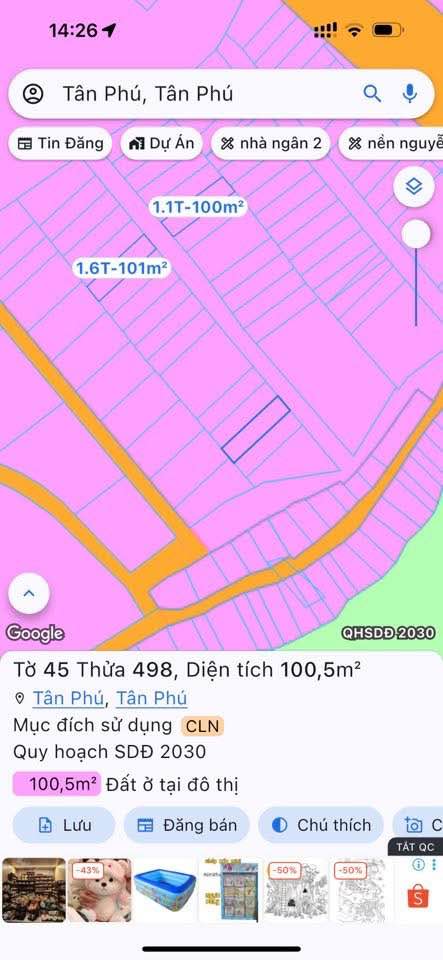 Đất nền liền kề mặt tiền chợ huyện Tân Phú - Giá chỉ 800 triệu/nền!