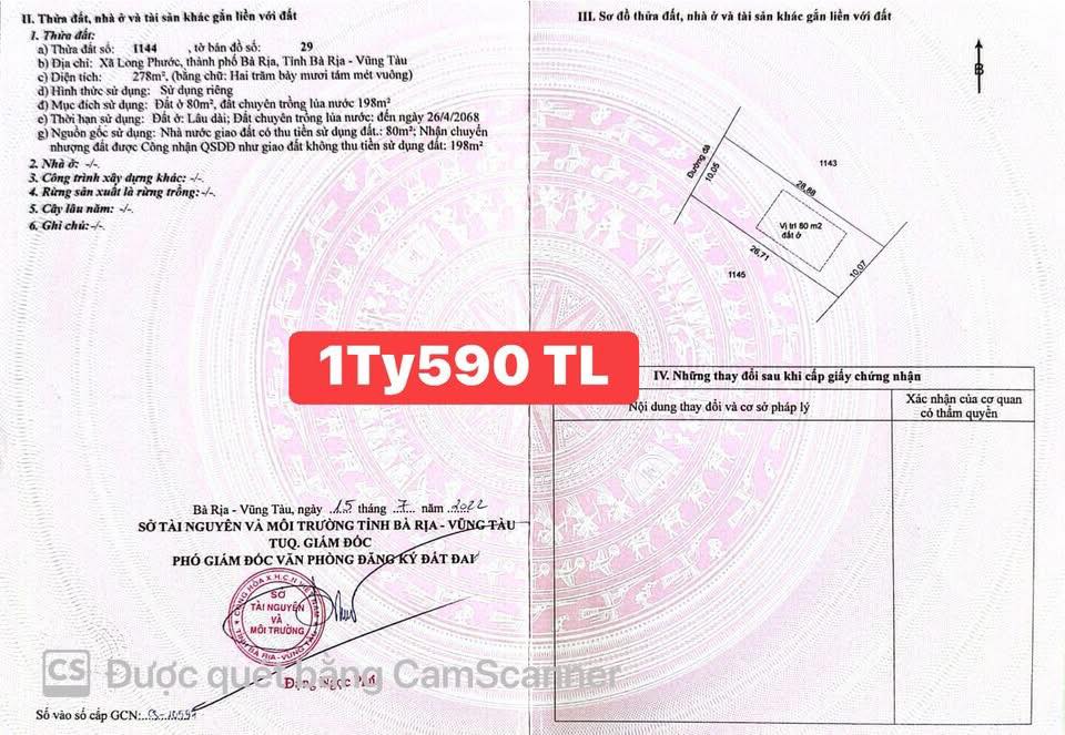 Đất nền Long Phước Bà Rịa 330m² giá 1.61 tỷ - Đường nhựa thông thoáng, xây biệt thự lý tưởng!