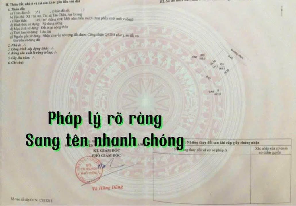 Đất nền Tân An Tân Châu 149m² giá 450 triệu - Cơ hội đầu tư hấp dẫn!