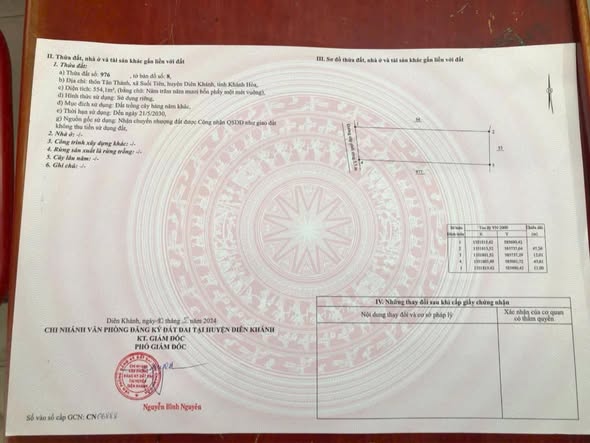 Đất xã Suối Tiên, Diên Khánh 554m² chỉ 500 triệu - Cơ hội đầu tư tuyệt vời!