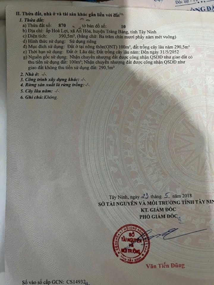 Đất nền Trảng Bàng - 400m² giá 1.65 tỷ - Tiềm năng tăng giá mạnh!