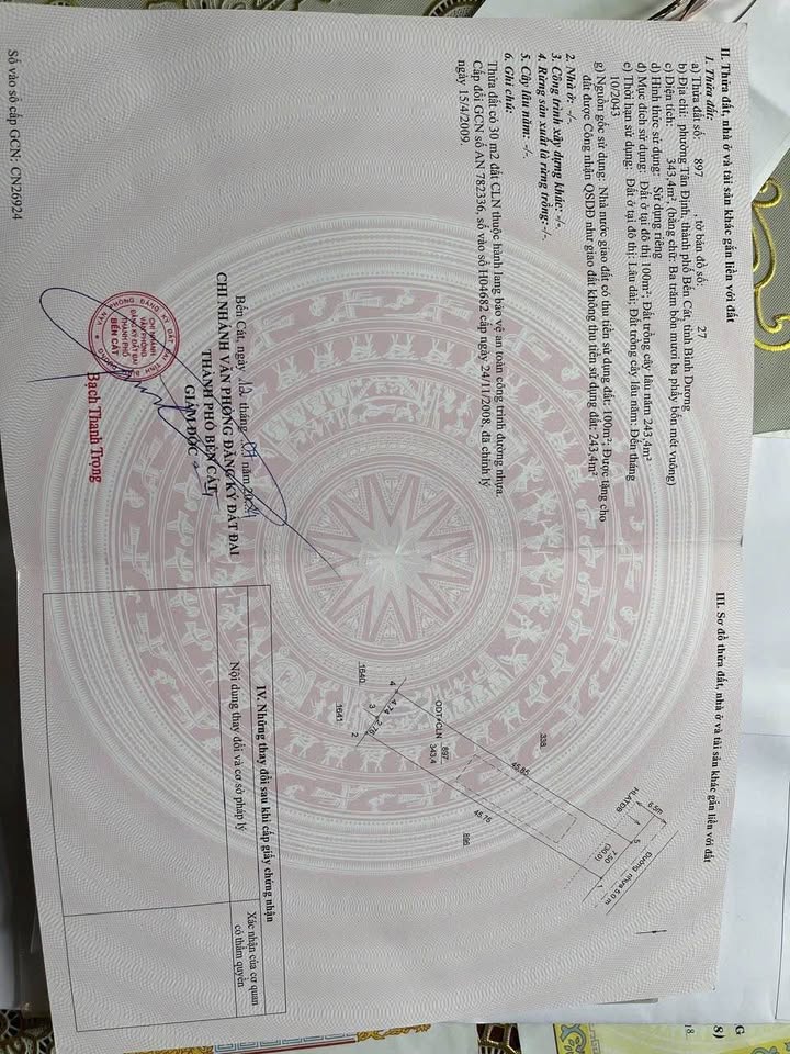 Đất thổ cư Tân Định, Bến Cát 345m² giá 2.95 tỷ - Tiềm năng phát triển lớn!