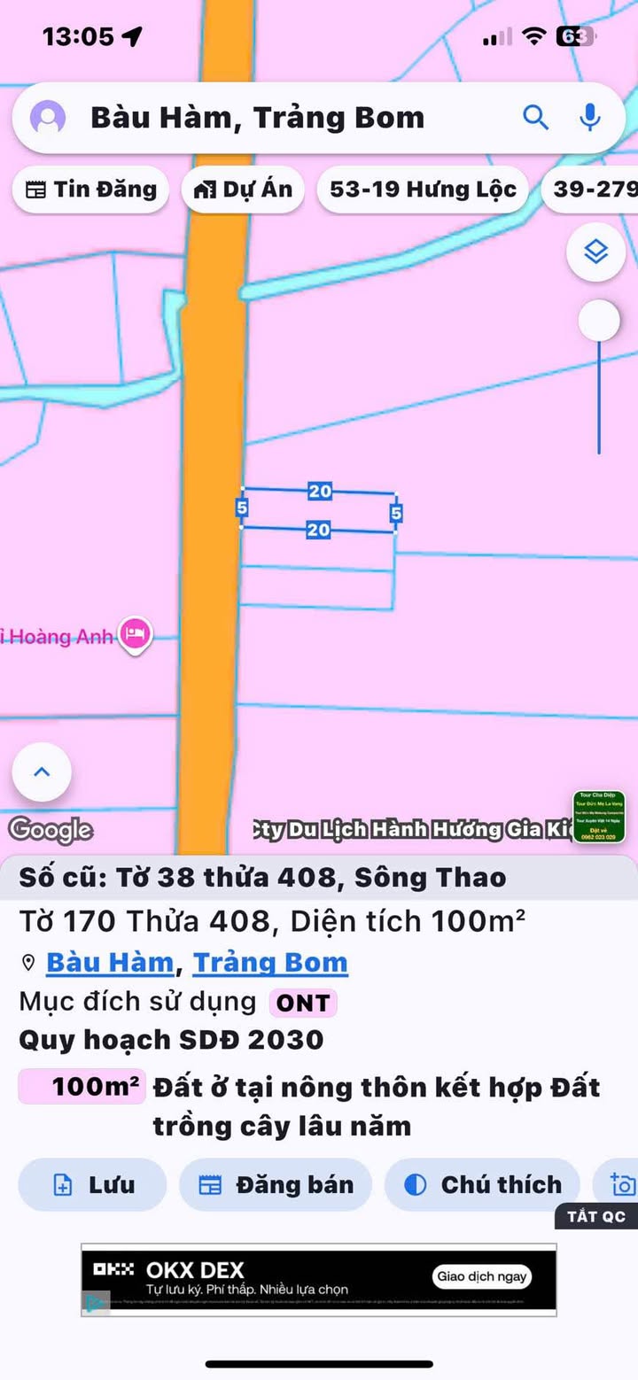 Đất nền Bàu Hàm, Trảng Bom 100m² giá 1 tỷ - Đường nhựa thông thoáng!